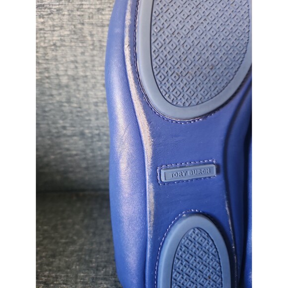Tory Burch "Minnie" Travel Ballet Flats Dark Blue Leather Size 10 - Picture 9 of 12